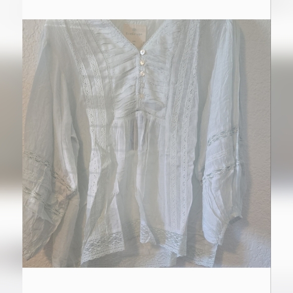 Guadalupe Valentina Light Blue Lace Boho Blouse XL NWT P2p 21 To 22 - Picture 4 of 4